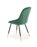 Halmar K437 krzesło do jadalni ciemny zielony, materiał: tkanina velvet /nogi czarny stal malowana proszkowo