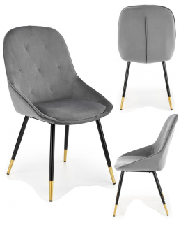 Halmar K437 krzesło do jadalni popielaty, materiał: tkanina velvet /nogi czarny stal malowana proszkowo