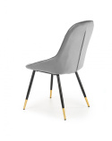 Halmar K437 krzesło do jadalni popielaty, materiał: tkanina velvet /nogi czarny stal malowana proszkowo