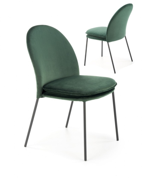 Halmar K443 krzesło do jadalni ciemny zielony, materiał: tkanina velvet / stal malowana proszkowo Halmar K443 krzesło do jadalni ciemny zielony, materiał: tkanina velvet / stal malowana proszkowo