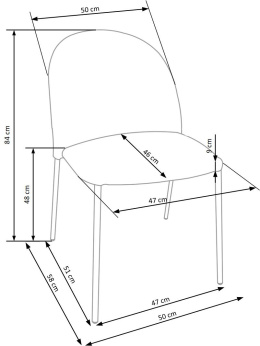 Halmar K443 krzesło do jadalni popielaty, materiał: tkanina velvet / stal malowana proszkowo