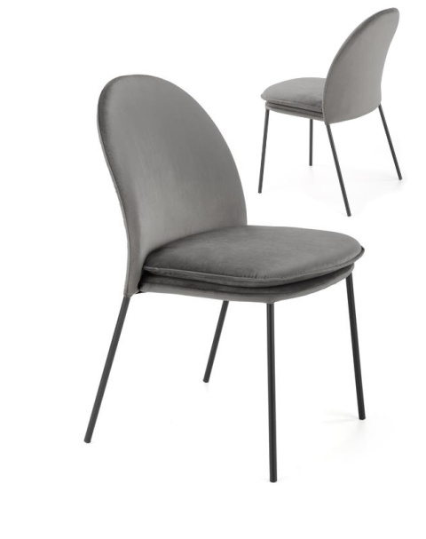 Halmar K443 krzesło do jadalni popielaty, materiał: tkanina velvet / stal malowana proszkowo Halmar K443 krzesło do jadalni popielaty, materiał: tkanina velvet / stal malowana proszkowo