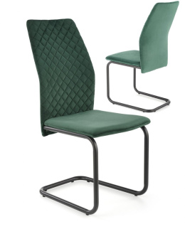 Halmar K444 krzesło krzesło do jadalni ciemny zielony, materiał: tkanina velvet / stal malowana proszkowo