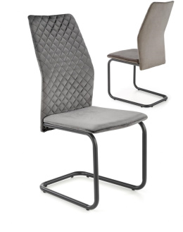 Halmar K444 krzesło krzesło do jadalni popielaty,materiał: tkanina velvet / stal malowana proszkowo