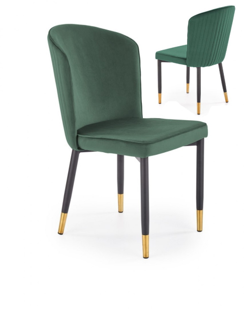 Halmar K446 krzesło do jadalni ciemny zielony,materiał: tkanina velvet / stal malowana proszkowo Halmar K446 krzesło do jadalni ciemny zielony,materiał: tkanina velvet / stal malowana proszkowo