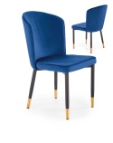 Halmar K446 krzesło do jadalni granatowy, materiał: tkanina velvet / stal malowana proszkowo Halmar K446 krzesło do jadalni granatowy, materiał: tkanina velvet / stal malowana proszkowo