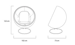 King Home Fotel BALL BLACK obrotowy czarny korpus włókno szklane połysk tapicerka tkanina podstawa metalowa