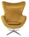 King Home Fotel EGG SZEROKI VELVET khaki zielony obrotowy z funkcją bujania korpus metalowy podstawa stal polerowana