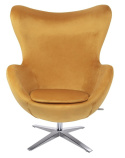 King Home Fotel obrotowy EGG SZEROKI VELVET musztardowy z funkcją bujania korpus metalowy podstawa stal polerowana King Home Fotel obrotowy EGG SZEROKI VELVET musztardowy z funkcją bujania korpus metalowy podstawa stal polerowana