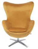 King Home Fotel obrotowy EGG SZEROKI VELVET musztardowy z funkcją bujania korpus metalowy podstawa stal polerowana King Home Fotel obrotowy EGG SZEROKI VELVET musztardowy z funkcją bujania korpus metalowy podstawa stal polerowana