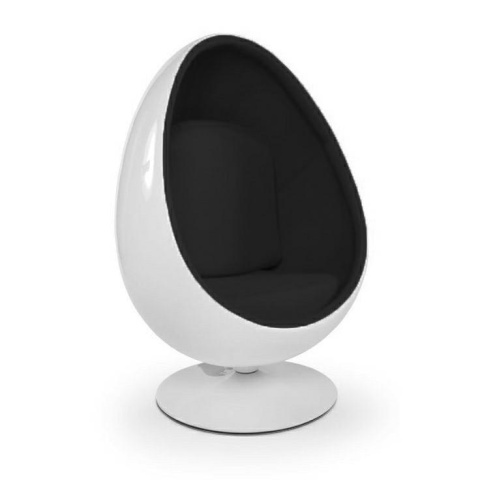 King Home Fotel OVALIA obrotowy 360 biało-czarny wełna włókno szklane połysk, podstawa metalowa King Home Fotel OVALIA obrotowy 360 biało-czarny wełna włókno szklane połysk, podstawa metalowa