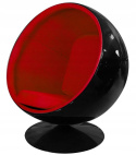 King Home Fotel obrotowy BALL BLACK tapicerka tkanina czerwony korpus czarny włókno szklane podstawa metal