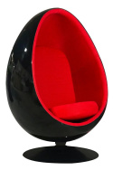 King Home Fotel obrotowy OVALIA BLACK czerwony tkanina czarny połysk włókno szklane podstawa metalowa