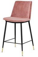 King Home Hoker Krzesło barowe DIEGO 65 brudny róż - welur, podstawa czarno złota metalowa King Home Hoker Krzesło barowe DIEGO 65 brudny róż - welur, podstawa czarno złota metalowa