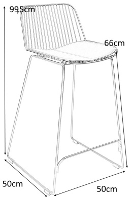 King Home Hoker Krzesło barowe MILES czarne 76 stal malowana proszkowo poduszka piankowa z ekoskóry z podnóżkiem