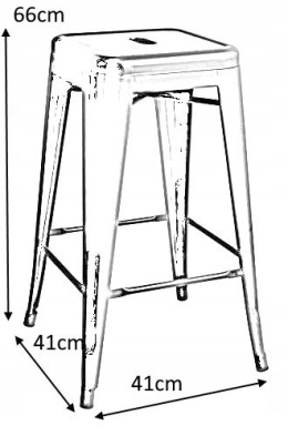 King Home Hoker Krzesło barowe TOWER 66 (Paris) metal można sztaplować do domu baru pubu