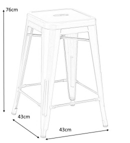 King Home Hoker Krzesło barowe TOWER 76 (Paris) metal lakierowany można sztaplować do kuchni baru pubu