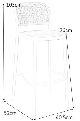 King Home Hoker Krzesło barowe WICKY białe tworzywo PP oparcie i siedzisko plecionka można sztaplować