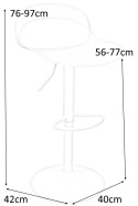 King Home Hoker Krzesło barowe WRAPP regulowany szary obrotowe siedzisko z tworzywa podstawa metalowa z podnóżkiem