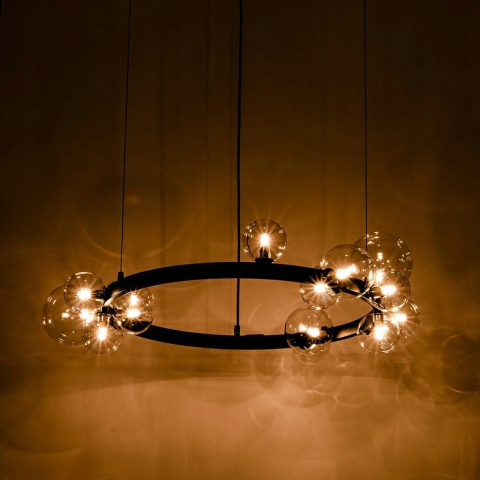 King Home Lampa wisząca sufitowa LED ALURE 85 obręcz czarny 15 przezroczystych kloszy x G9 King Home Lampa wisząca sufitowa LED ALURE 85 obręcz czarny 15 przezroczystych kloszy x G9