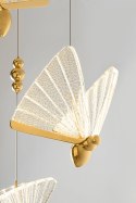 King Home Lampa wisząca LED BUTTERFLY DISC 5 motyle złota metal skrzydła akrylowe transparentne
