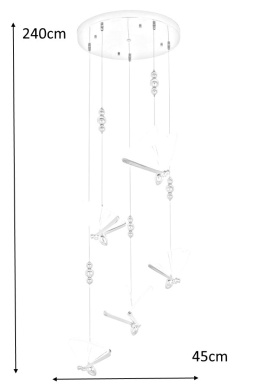 King Home Lampa wisząca LED BUTTERFLY DISC 5 motyle złota metal skrzydła akrylowe transparentne