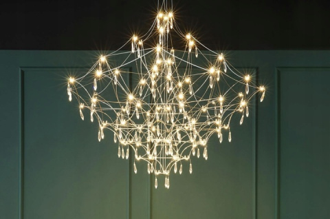 King Home Lampa wisząca CONSTELATION 100 GOLD złota - LED, stal szczotkowana wykończona dekoracyjnymi kryształkami King Home Lampa wisząca CONSTELATION 100 GOLD złota - LED, stal szczotkowana wykończona dekoracyjnymi kryształkami