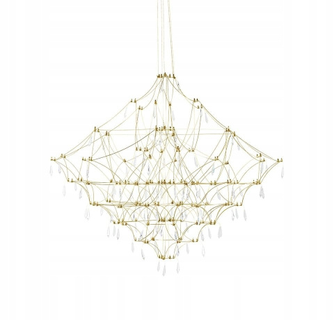 King Home Lampa wisząca CONSTELATION 100 GOLD złota - LED, stal szczotkowana wykończona dekoracyjnymi kryształkami King Home Lampa wisząca CONSTELATION 100 GOLD złota - LED, stal szczotkowana wykończona dekoracyjnymi kryształkami