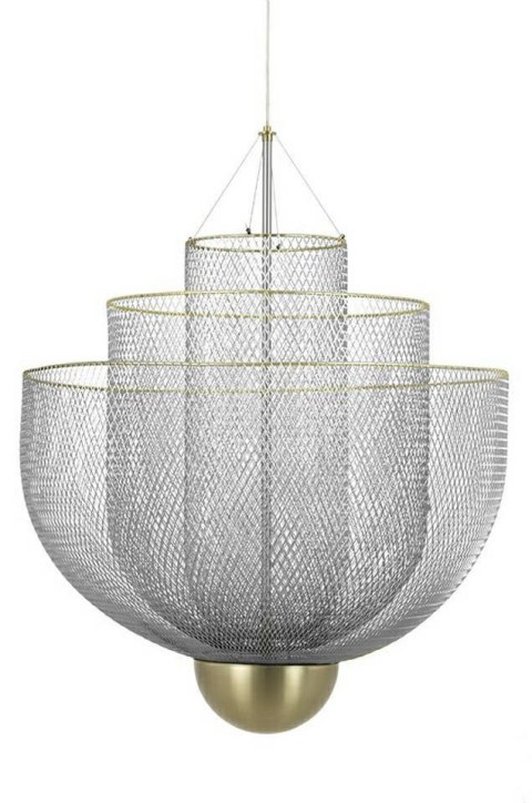 King Home Lampa wisząca ILLUSION BICOLOUR 90 srebrna / złota metalowa siateczka kopułka i podsufitka złoty King Home Lampa wisząca ILLUSION BICOLOUR 90 srebrna / złota metalowa siateczka kopułka i podsufitka złoty