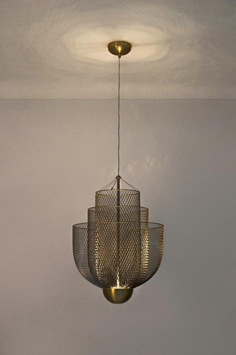 King Home Lampa wisząca ILLUSION BICOLOUR 90 srebrna / złota metalowa siateczka kopułka i podsufitka złoty King Home Lampa wisząca ILLUSION BICOLOUR 90 srebrna / złota metalowa siateczka kopułka i podsufitka złoty