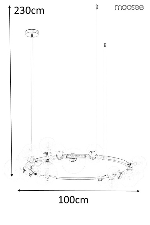 LAMPA wisząca ALURE 120 Moosee MOOSEE CZARNA obręcz klosze PRZEZROCZYSTE 15xG9 LAMPA wisząca ALURE 120 Moosee MOOSEE CZARNA obręcz klosze PRZEZROCZYSTE 15xG9