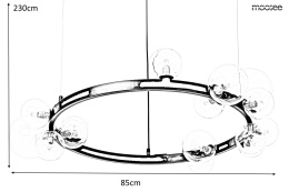 Moosee MOOSEE lampa wisząca sufitowa ALURE 85 czarna obręcz klosze przezroczyste 12xG9