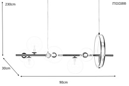 Moosee MOOSEE lampa wisząca ALURE LINE 90 czarna metalowa klosze przezroczyste 7xG9 + LED