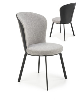 Halmar K447 krzesło do jadalni popielaty/czarny, materiał: tkanina / ekoskóra / stal malowana proszkowo