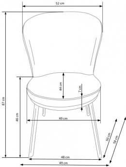 Halmar K447 krzesło do jadalni popielaty/czarny, materiał: tkanina / ekoskóra / stal malowana proszkowo