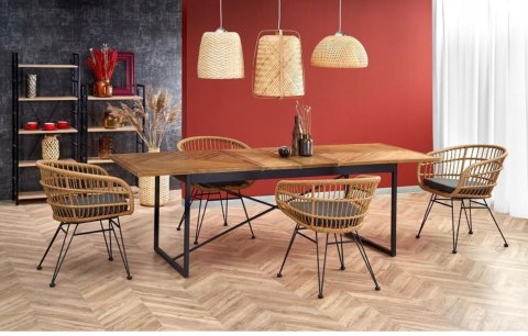 Halmar K456 krzesło naturalny/popielaty, materiał: rattan syntetyczny / tkanina / stal malowana proszkowo Halmar K456 krzesło naturalny/popielaty, materiał: rattan syntetyczny / tkanina / stal malowana proszkowo