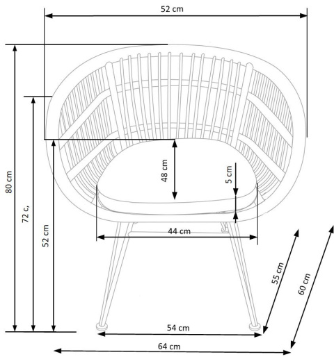 Halmar K456 krzesło naturalny/popielaty, materiał: rattan syntetyczny / tkanina / stal malowana proszkowo Halmar K456 krzesło naturalny/popielaty, materiał: rattan syntetyczny / tkanina / stal malowana proszkowo