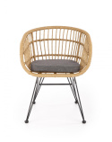 Halmar K456 krzesło naturalny/popielaty, materiał: rattan syntetyczny / tkanina / stal malowana proszkowo Halmar K456 krzesło naturalny/popielaty, materiał: rattan syntetyczny / tkanina / stal malowana proszkowo