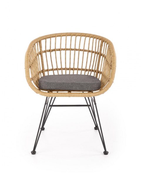 Halmar K456 krzesło naturalny/popielaty, materiał: rattan syntetyczny / tkanina / stal malowana proszkowo Halmar K456 krzesło naturalny/popielaty, materiał: rattan syntetyczny / tkanina / stal malowana proszkowo