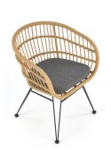 Halmar K456 krzesło naturalny/popielaty, materiał: rattan syntetyczny / tkanina / stal malowana proszkowo