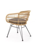 Halmar K456 krzesło naturalny/popielaty, materiał: rattan syntetyczny / tkanina / stal malowana proszkowo Halmar K456 krzesło naturalny/popielaty, materiał: rattan syntetyczny / tkanina / stal malowana proszkowo
