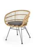 Halmar K456 krzesło naturalny/popielaty, materiał: rattan syntetyczny / tkanina / stal malowana proszkowo