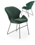 Halmar K458 krzesło do jadalni ciemny zielony, materiał: tkanina velvet / stal malowana proszkowo Halmar K458 krzesło do jadalni ciemny zielony, materiał: tkanina velvet / stal malowana proszkowo
