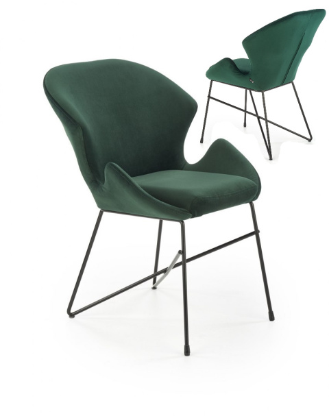 Halmar K458 krzesło do jadalni ciemny zielony, materiał: tkanina velvet / stal malowana proszkowo Halmar K458 krzesło do jadalni ciemny zielony, materiał: tkanina velvet / stal malowana proszkowo