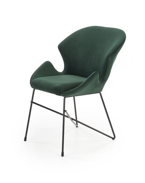 Halmar K458 krzesło do jadalni ciemny zielony, materiał: tkanina velvet / stal malowana proszkowo Halmar K458 krzesło do jadalni ciemny zielony, materiał: tkanina velvet / stal malowana proszkowo