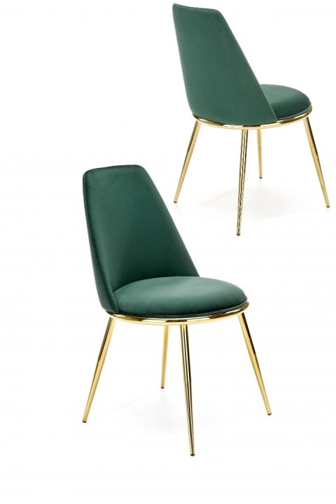 Halmar K460 krzesło do jadalni ciemny zielony, materiał: tkanina - velvet / stal chromowana złoty Halmar K460 krzesło do jadalni ciemny zielony, materiał: tkanina - velvet / stal chromowana złoty