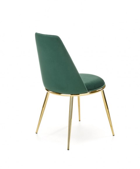 Halmar K460 krzesło do jadalni ciemny zielony, materiał: tkanina - velvet / stal chromowana złoty Halmar K460 krzesło do jadalni ciemny zielony, materiał: tkanina - velvet / stal chromowana złoty