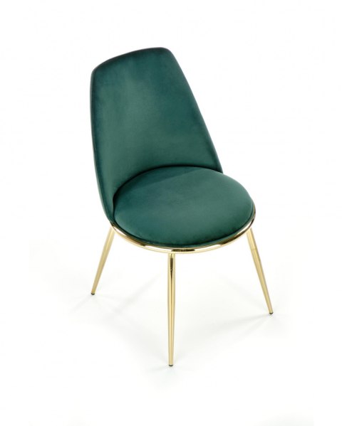 Halmar K460 krzesło do jadalni ciemny zielony, materiał: tkanina - velvet / stal chromowana złoty Halmar K460 krzesło do jadalni ciemny zielony, materiał: tkanina - velvet / stal chromowana złoty