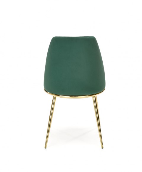Halmar K460 krzesło do jadalni ciemny zielony, materiał: tkanina - velvet / stal chromowana złoty Halmar K460 krzesło do jadalni ciemny zielony, materiał: tkanina - velvet / stal chromowana złoty