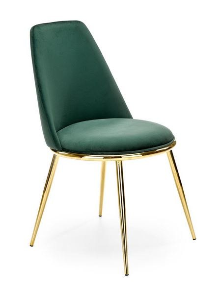 Halmar K460 krzesło do jadalni ciemny zielony, materiał: tkanina - velvet / stal chromowana złoty Halmar K460 krzesło do jadalni ciemny zielony, materiał: tkanina - velvet / stal chromowana złoty